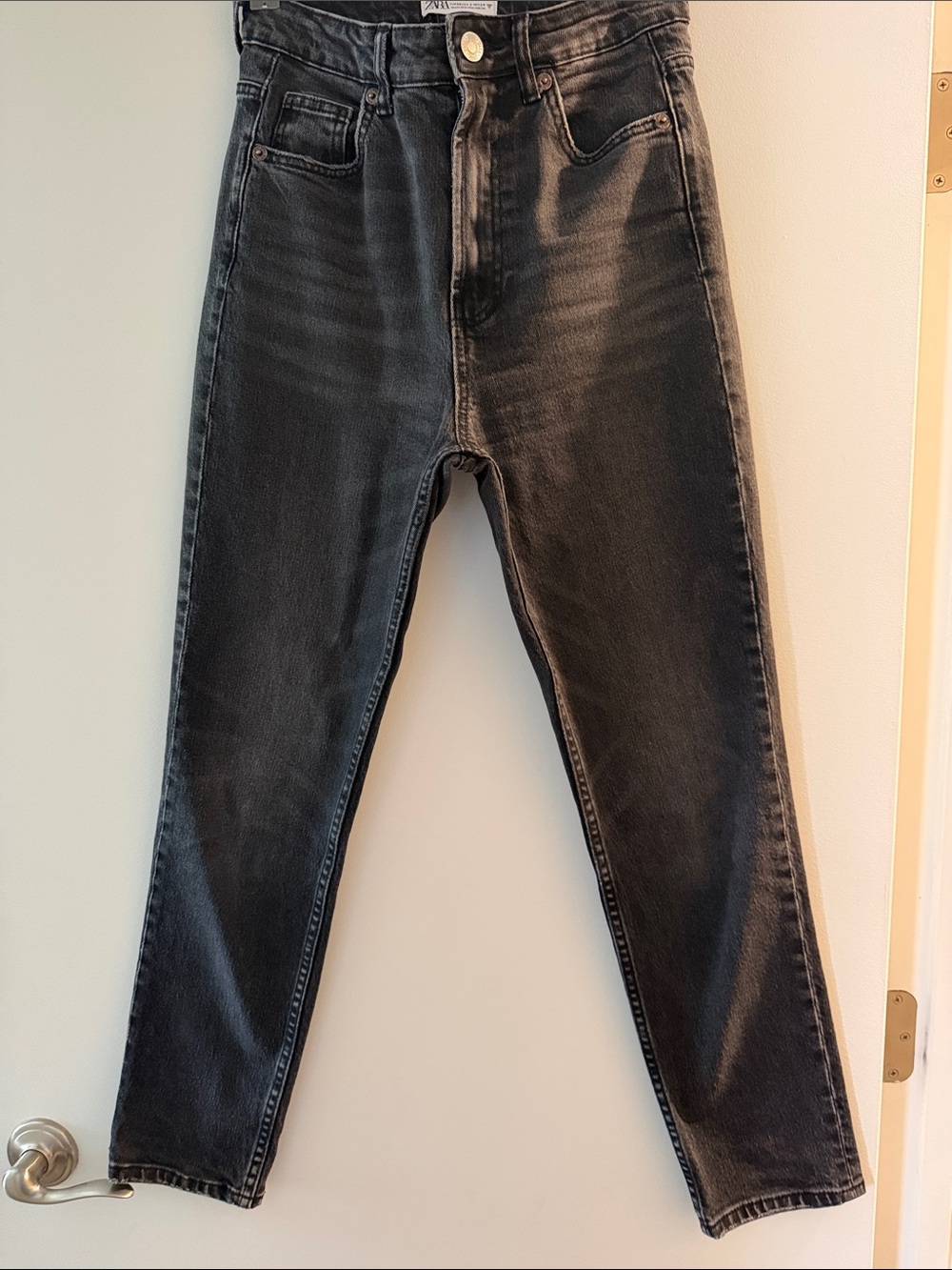 Zara Black Washed High-Rise Jeans